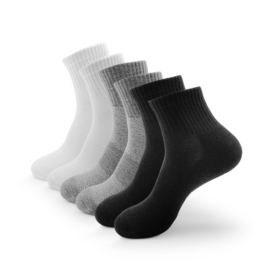 6 Pairs Of Men's Four-corner Ankle Shock-absorbing Sports Socks, Suitable For Sports Running And Hiking, With Shock Absorption And Breathable Features.