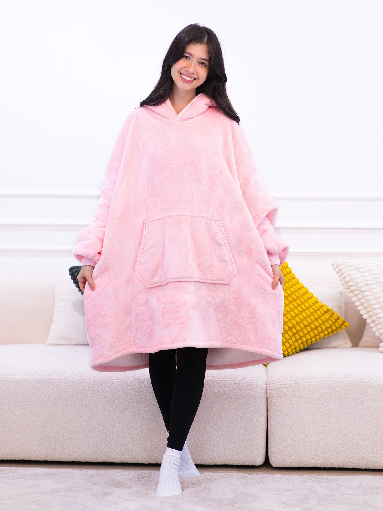 Huggle Hoodie Pajamas Blanket Cold Protection Thickening Flannel Warm Lazy Pajamas